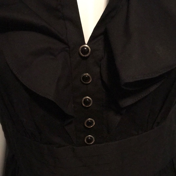 Shoshanna Black Button Ruffle Front LBD size 8 - Picture 2 of 6